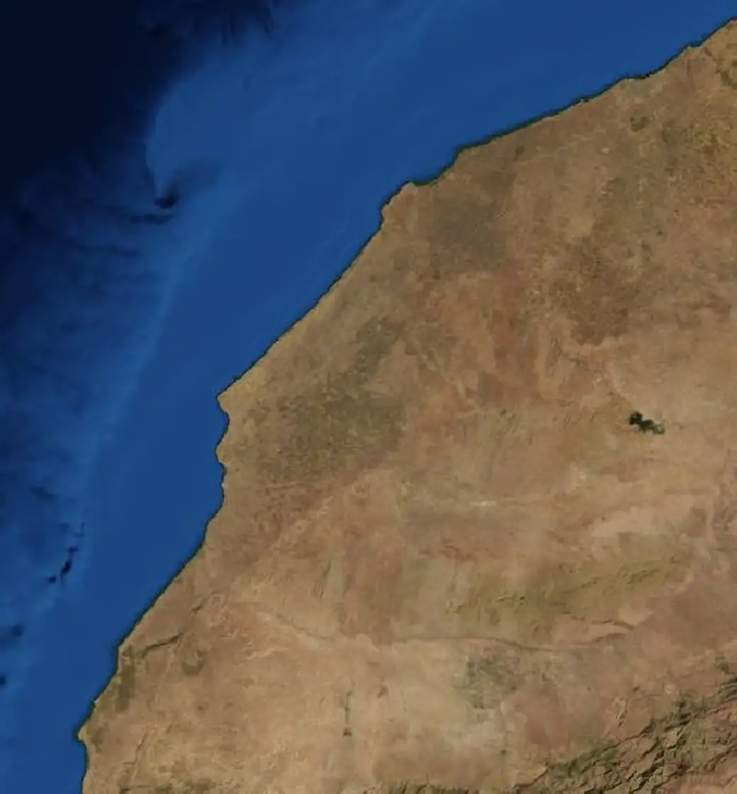 Map of the Atlantic Coast to Essaouira route on satellite imagery of Morocco, with each stop marked