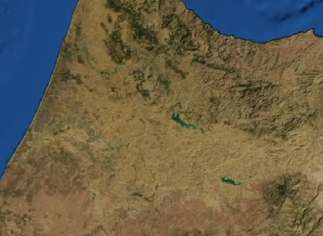 Map of the Fez, Volubilis and Chefchaouen route on satellite imagery of Morocco, with each stop marked
