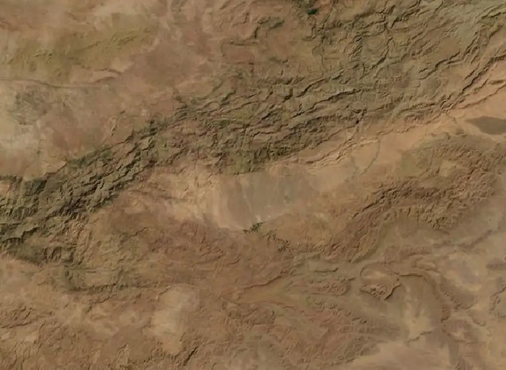 Map of the Kasbahs, Gorges and the Rose Valley route on satellite imagery of Morocco, with each stop marked