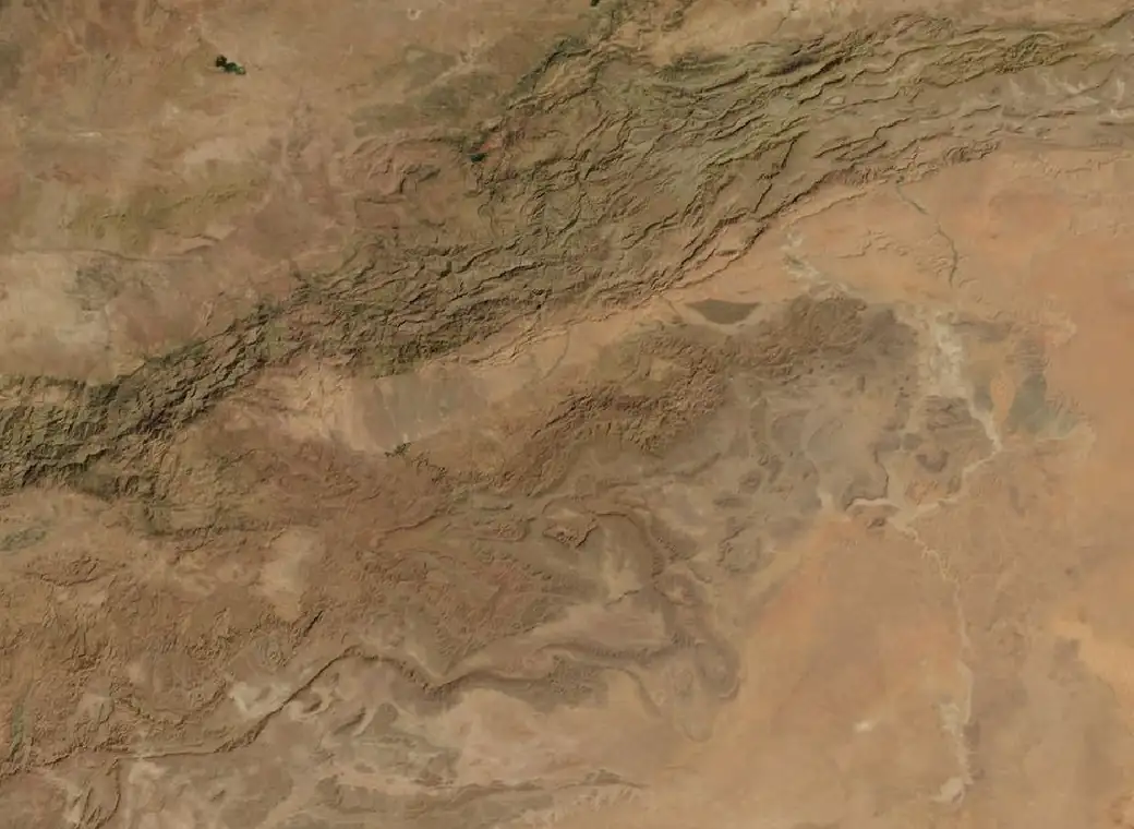 Map of the Sahara Loop via Merzouga route on satellite imagery of Morocco, with each stop marked